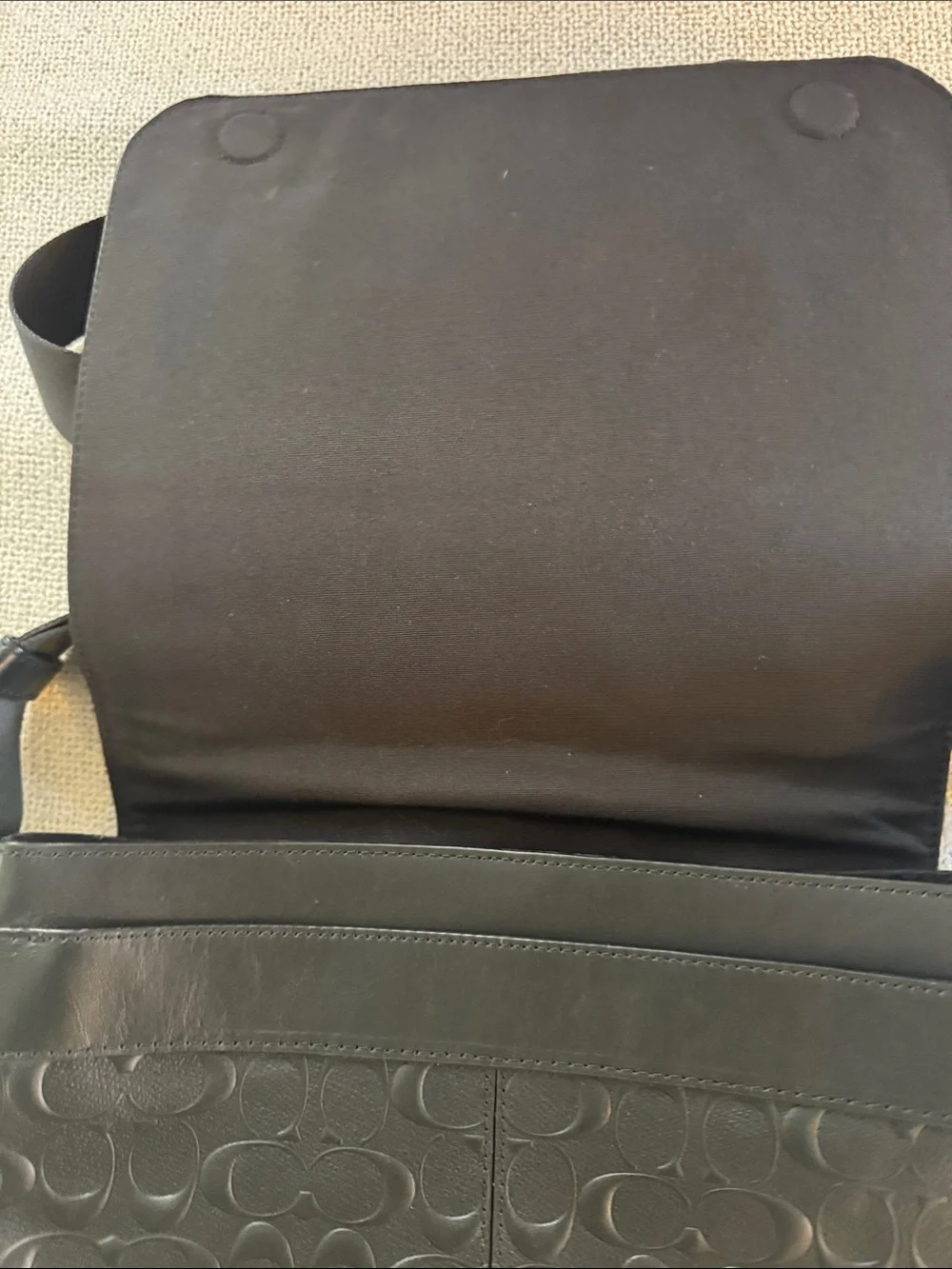 Coach - Black Signature Leather Messenger/Purse Bag
